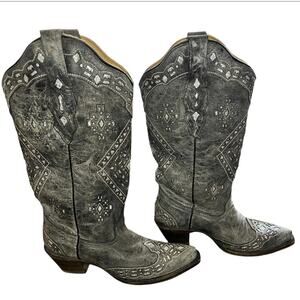 Corral Women’s Brandy Glitter Inlay Snip Toe Grey Boots cowboy western rodeo